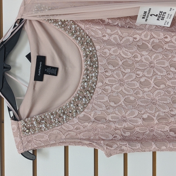 NWT, pink / blush colored dress two-piece set R&M Richard - Picture 5 of 14